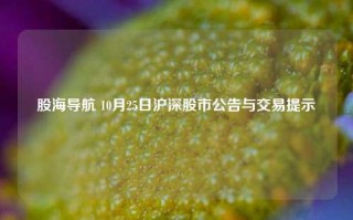 股海导航 10月25日沪深股市公告与交易提示