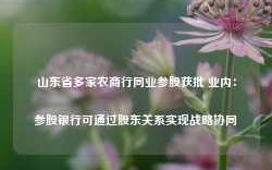 山东省多家农商行同业参股获批 业内：参股银行可通过股东关系实现战略协同