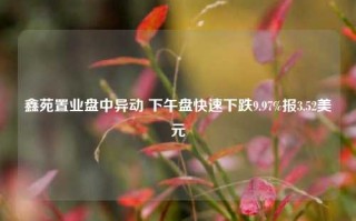 鑫苑置业盘中异动 下午盘快速下跌9.97%报3.52美元