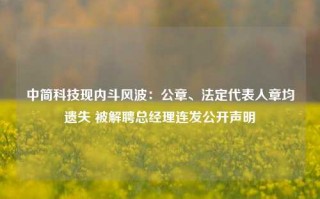 中简科技现内斗风波：公章、法定代表人章均遗失 被解聘总经理连发公开声明