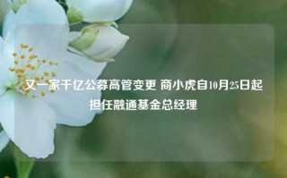 又一家千亿公募高管变更 商小虎自10月25日起担任融通基金总经理