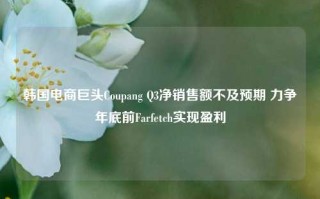 韩国电商巨头Coupang Q3净销售额不及预期 力争年底前Farfetch实现盈利