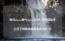 俄乌"断气"仅3天 这些国家坐不住了特朗普版宣布胜选65.97.4