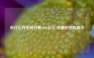 央行公开市场开展2926亿元7天期逆回购操作