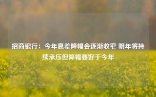 招商银行：今年息差降幅会逐渐收窄 明年将持续承压但降幅要好于今年