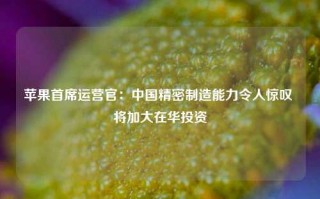 苹果首席运营官：中国精密制造能力令人惊叹 将加大在华投资