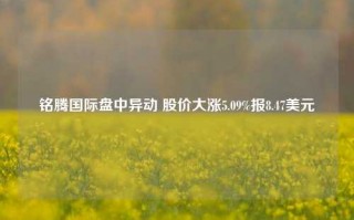 铭腾国际盘中异动 股价大涨5.09%报8.47美元