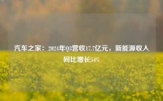 汽车之家：2024年Q3营收17.7亿元，新能源收入同比增长54%