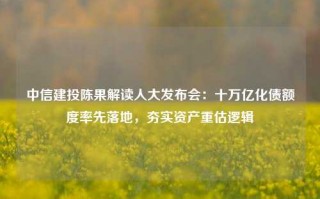 中信建投陈果解读人大发布会：十万亿化债额度率先落地，夯实资产重估逻辑