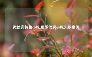 微信卖特色小吃,用微信卖小吃失败案例