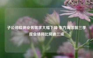 子公司检测业务需求大幅下降 东方海洋前三季度业绩同比降逾三成