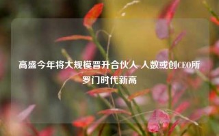 高盛今年将大规模晋升合伙人 人数或创CEO所罗门时代新高