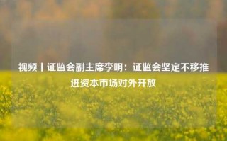 视频丨证监会副主席李明：证监会坚定不移推进资本市场对外开放