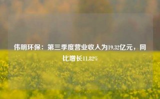 伟明环保：第三季度营业收入为19.32亿元，同比增长11.82%