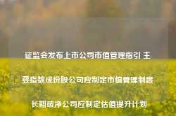 证监会发布上市公司市值管理指引 主要指数成份股公司应制定市值管理制度 长期破净公司应制定估值提升计划-第1张图片-特色小吃