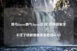 俄乌"断气"仅3天 这些国家坐不住了特朗普版宣布胜选65.97.4-第1张图片-特色小吃